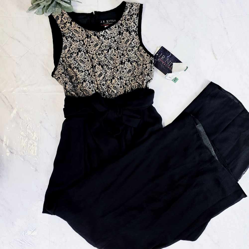 Vintage Deadstock Gold Scroll Filigree Jumpsuit